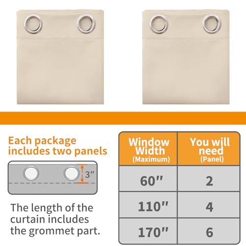 YoungsTex Blackout Curtains for Bedroom 84 Inches Length - Grommmet Room Darkening Curtains Thermal Insulated Window Drapes for Living Room, Champagne, 2 Panels, 42 x 84 Inch by YoungsTex - Image 7
