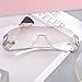 Pro Acme Wrap Around Rimless Sunglasses for Women Men Oversized Fashion Futuristic Sun Glasses Flat Top Shield 2000S Trendy (White Frame|Silver Lens)