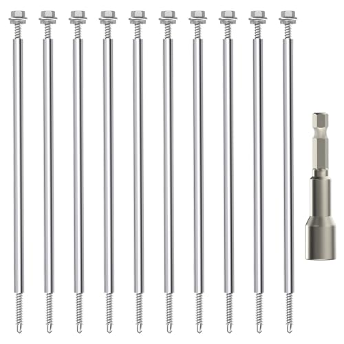30 Pack 8 Inch Stainless Steel Gutter Screws with 304 Stainless Steel Sleeves Heavy Duty Roof Gutter Repair Kit with Magnetic Socket Premium 6-Inch Metal Gutter Fasteners Replacement