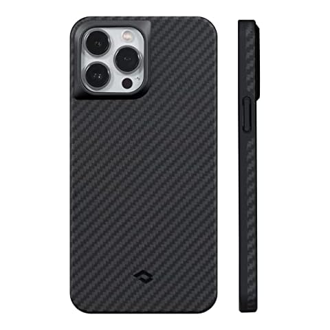 PITAKA iPhone 13 Pro Max Case, Heavy Duty Shock Absorbing Drop Protective Mobile iPhone Case, Aramid Fibre Made [New MagEZ Case Pro] Black/Grey Cover