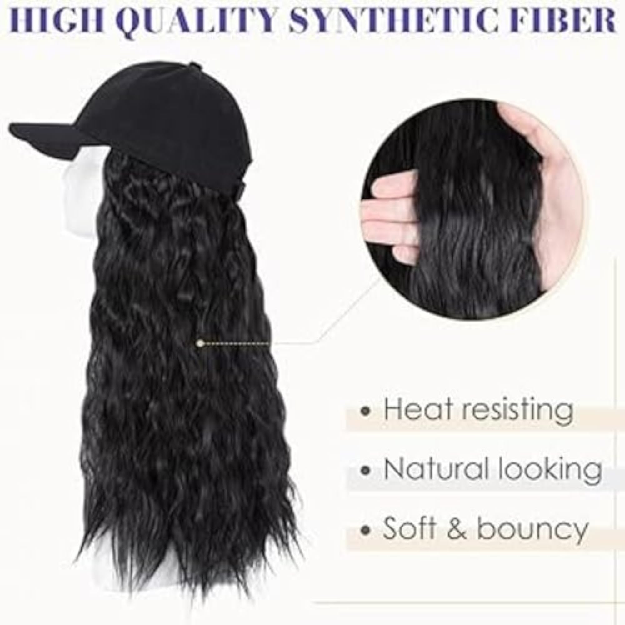Women's Synthetic Cap Hair Extensions with Detachable Cap