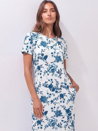 Image of ANRABESS Womens Midi Dress,Summer Long Tshirts Dresses,Short Sleeve Split Stripe,Comfy Travel Beach Vacation Casual Wear