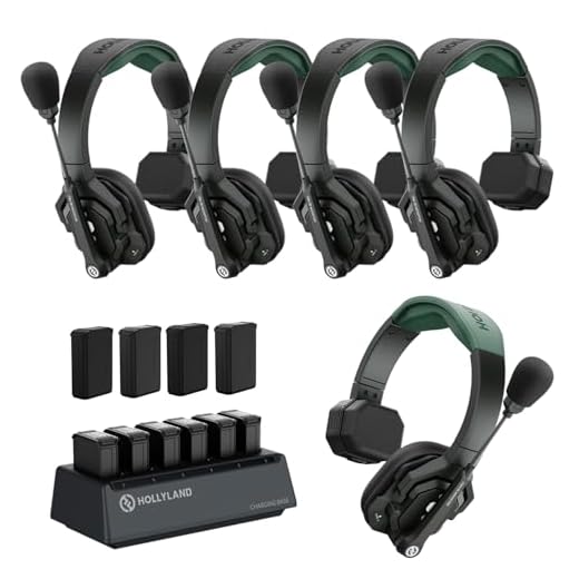 Hollyland Solidcom SE PRO 5-Users ENC Noise Cancellation Wireless Intercom Headset System 1312ft Team Communication with 3.5mm Single Ear Headset for Movie Shoot Live Show (1.9GHz Version)