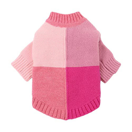Fitwarm Mothers Day Color Block Dog Sweater, Knitted Pet Coat, Dog Winter Clothes For Small Dogs Girl, Cat Apparel, Pink, Purple, Red, Medium #TOP20