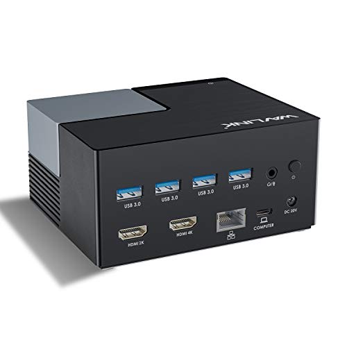 WAVLINK USB C Universal Docking Station with Dual HDMI Display Single 4K or Dual 1080p,Driver Free,Power Delivery for Your Type-C Laptop(4xUSB Ports,Gigabit Ethernet, Audio)