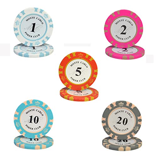 Jetons Poker Chips Jeton Casino, jetons d'argile de Casino de Monaco avec boîte en Acrylique, jetons de Poker Monte Carlo pour jetons de qualité Casino Texas Holdem Blackjack 14g Cover