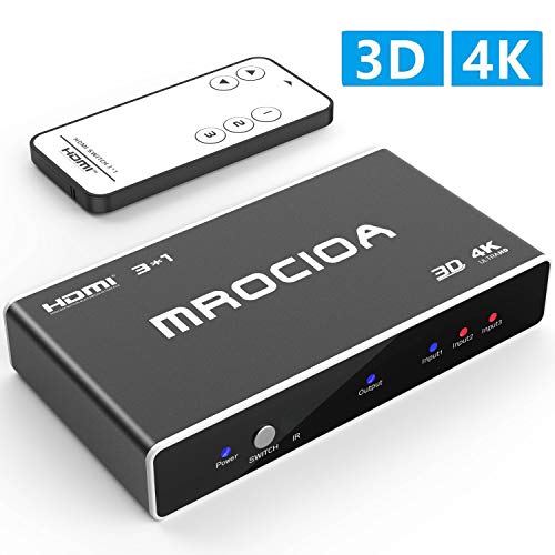HDMI Switch 4k HDMI Splitter-Mrocioa Aluminum HDMI Switch 3 in 1 Out, HDMI