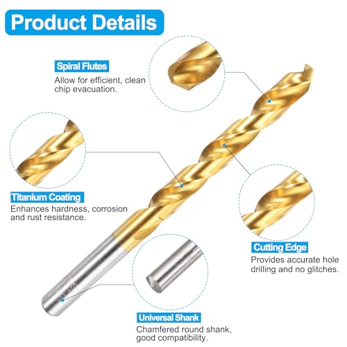 QUARKZMAN Bohrer und Gewindeschneidersatz, M10 x 1,25 Geradnuten-Gewindeschraubhahn & 8,7 mm Spiralbohrer, Titanbeschichtetes HSS-6542 Gewindeschneidwerkzeug-Set