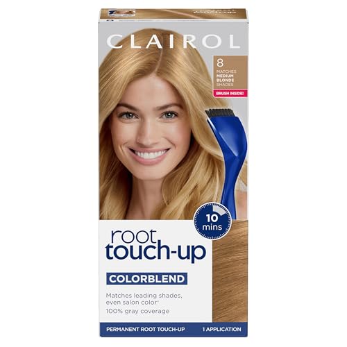 Clairol Root Touch-Up by Nice'n Easy Permanent Hair Dye, 8 Medium Blonde Hair Color | 100% Gray...