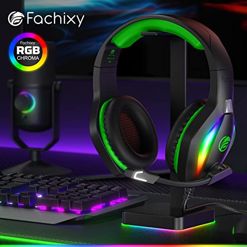 Fachixy FC100 Gaming Headset voor PS4, PS5, PC, Xbox, Nintendo Switch, koptelefoon met kabel en RGB licht, koptelefoon met microfoon, ruisonderdrukking Gamer koptelefoon - GROENTE - Afbeelding 7