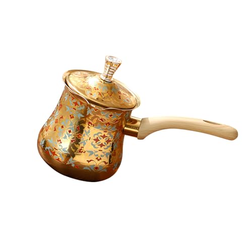 Cafetera de acero inoxidable con mango de madera para leche 2