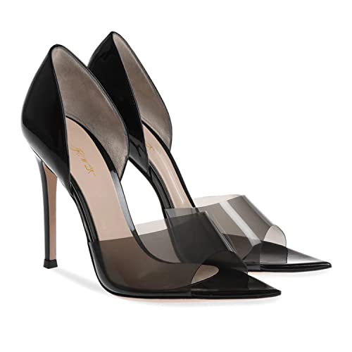 FOWT Summer Fashion Bi-Material Slip on D'Orsay Heeled Sandals Sexy Pointed Toe Two Tone 4 in Heels for Women Comfort Dress Casual Pumps Shoes, Nude US Size 4-16 M