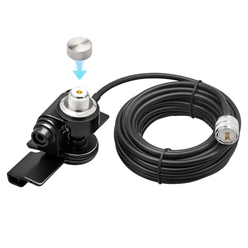 Anina Car Antenna Lip Mount Bracket Fix Bracket Mounting UHF PL259 Male to SO239 Female RG58 Cable for Extension Cable for Mobile Radio/Ham Radio/Two Way Radio