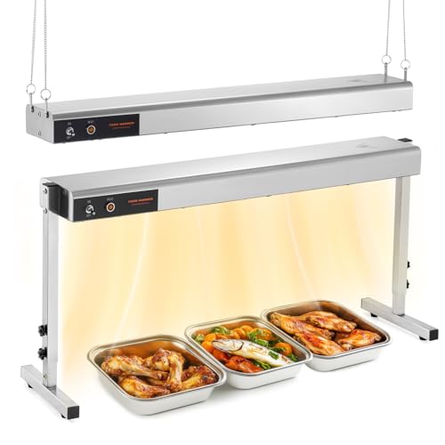 Hiteemer 48-Inch Food Heat Lamp Strip, 1350W Commercial Food Warmer Lamp Buffet Warmers Stainless Steel Catering Heat Lamps for Restaurant Parties, Sliver 115V