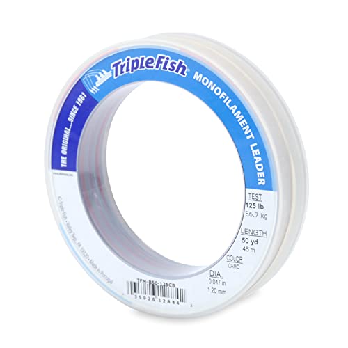 Triple Fish Monofilament Leader, 125 Lb / 56.7 Kg Test.047 In / 1.20 Mm Dia, Camo, 50 Yd / 46 M #TOP2