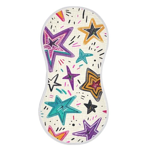 Baby Burp Cloths, Soft Absorbent Burping Cloths for Babies, Cotton Milk Spit Up Rags, Large Size for Newborns, Baby Boys and Girls (Cute Colorful Stars)