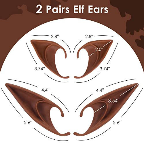 FRESHME Fairy Pixie Elf Ears - Cosplay Soft Pointed Ears Elven Masquerade Vampire Fairy Ears Makeup Costume Accessories