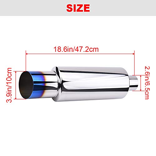 Spelab Exhaust Muffler 2.5" Inlet 4" Outlet Stainless Steel Car Muffler Exhaust Tip N1 Burnt Universal #TOP2