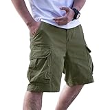 Men's Casual Shorts Relaxed Fit Cargo Shorts with Elastic Waist Summer Fishing Hiking Shorts