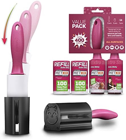 Metkix Lint Rollers for Pet Hair Extra Sticky, Special Cover Design, Pet Hair Remover, 400 Sheets