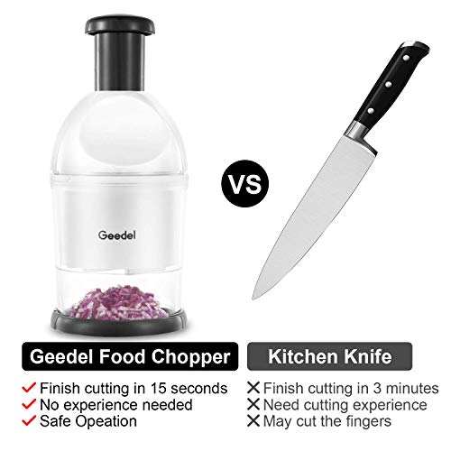 Geedel Food Chopper, Easy to Clean Manual Hand Vegetable Chopper Dicer, Dishwasher Safe Slap Onion Chopper for Veggies Onions Garlic Nuts Salads - Thumbnail 5