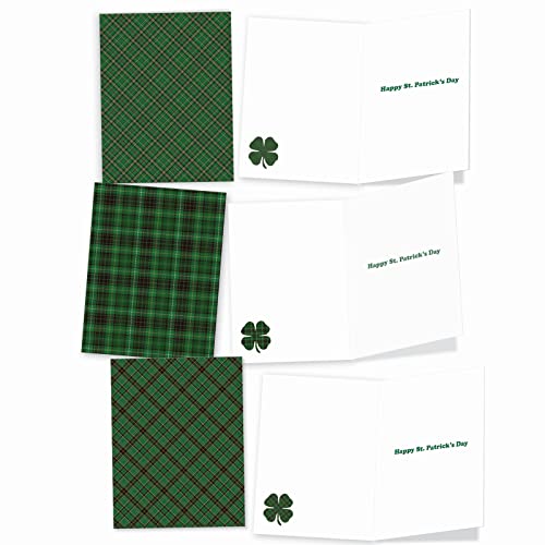 The Best Card Company 20 Assorted St. Patrick's Day Notecards Bulk Box Set 4 X 5.12 Inch With Envelopes (10 Designs, 2 Each) Irish Tartan Am10418Spg-B2X10 #TOP3