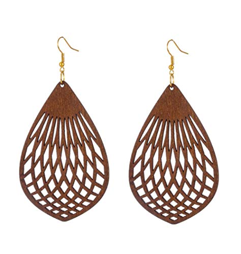 Preisvergleich Produktbild Empty Tropfen Ohrringe Ethnische afrikanische Hohle Holz Lange Anhänger Ohrringe Modeschmuck Glühbirne Muster baumeln Ohrringe