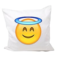 Druckerlebnis24 Cushion Cover 40x40 Smiling face with halo Pillowcase- 40 x 40 cm- Pillow- Smiley