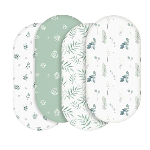 Image of Soarwg Kids Bassinet Sheets, Bassinet Sheets for Baby Boy and Girl, Bassinet Sheet Neutral, Fit for Rectangle, Round, Oval, Hourglass Mattress, Flexible for Different Bassinet Pad/Mattress 4 Pack
