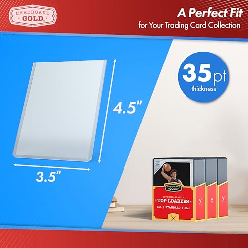 Cardboard Gold - 35pt Top Loaders for Cards - 3000 Count - Premium 3x4 Inch Trading Card Toploaders - Protect Your Baseball and Sports Cards with These Crystal Clear Hard Plastic Sleeves Protectors - Thumbnail 3
