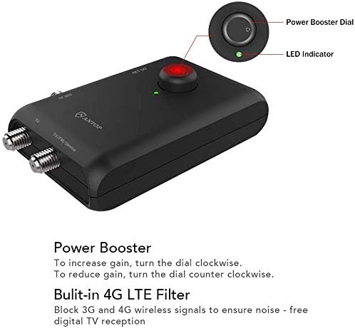 Miniatura 3 de Antop - Amplificador de antena inteligente HD HD, amplificador de antena de TV, amplificador de señal HDTV con salidas dobles para 2 televisores,