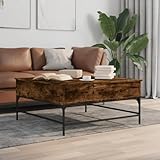 Fonctionnalité et dimensions polyvalentes : cette table basse de 95 x 95 x 45 cm, fabriquée en bois robuste et en métal, offre un plateau de table réglable en hauteur, idéale pour travailler ou manger. Elle dispose de 2 compartiments cachés sous le plateau de la table pour un espace de rangement ordonné, parfait pour votre salon.