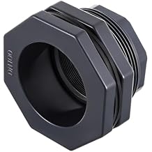 1 Pcs 4 Inch PVC Bulkhead Fitting Double Thread Water Tank Connector Plumbing Bulkhead Pipe Fitting NPT for Rain Barrels Aquariums Tubs Pools, Black