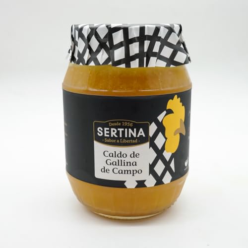 Sertina Caldo De Pollo Campero Criado Al Aire Libre pack de 6 | 6X950g | El Único Caldo Del Mercado Con 830G De Pollo Por Tarro | Sopa 100% natural | Sin conservantes | Cocido a fuego lento