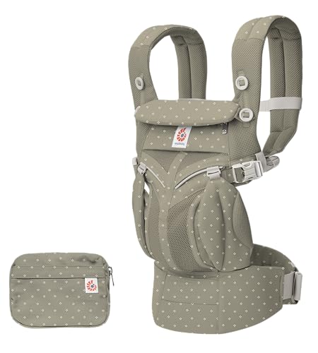 Ergobaby Omni Classic Baby Carrier Newborn to Toddler - Breathable Baby Carriers for Summer - All-Position Carrier with Lumbar Support (7-45 Pounds), Mesh, Soft Olive Diamond
