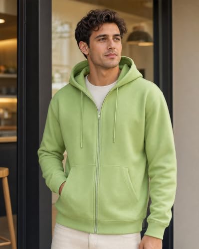 Image of Nobero Classic Zipper Hoodie for Men | Zip Up Hoodies for Men | Regular Fit | Full Zip Closure | Drawstring Hood | Zipped Hooded Sweatshirt | Cotton Rich Zipper Fleece Hoodie