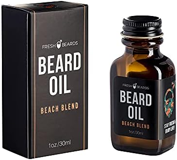 Fresh Beards Beach Blend Beard Oil - Coconut, Sunshine & Lemongrass Fragrance - Scented Mens Beard and Mustache Oil - Soothing Anti-Itch Moisturizer & Softener for Dandruff Prevention and Healthy Beard Growth