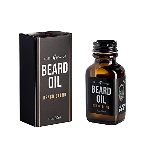 Fresh Beards Beach Blend Beard Oil - Coconut, Sunshine & Lemongrass Fragrance - Scented Mens Beard And Mustache Oil - Soothing Anti-Itch Moisturizer & Softener For Dandruff Prevention And Healthy Beard Growth #TOP21
