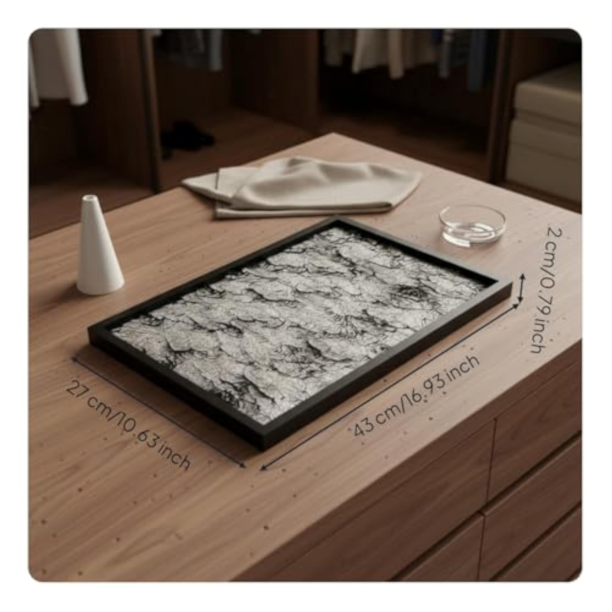 Light Luxury Design Bark Texture Decorative Tray