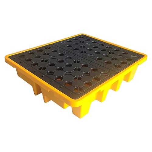 QUSYZD Leak-Proof Spill Containment Platform Modular Spill Containment Platform with Grating-Stackable Yellow and Black Spill Pallet,Durable Outlet Spill Control So,1300x1100x300mm