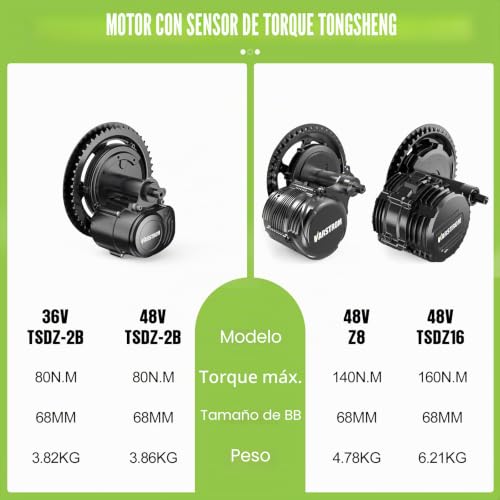 Miniatura 2 de Varstrom Tsdz8 Tsdz2b Tsdz16 Motor Central Kit De Conversión Para Bicicleta Eléctrica 48v 1000w 750w 500w 36v 250w Con Sensor De Par, Pantalla Lcd Opcional Y Batería, Tong-Sheng