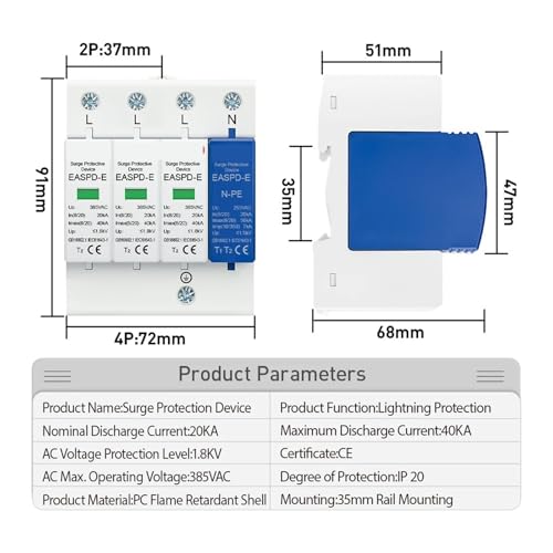 Protector de sobretensiones AC 385V con carril DIN y diseño 2P para el hogar 2