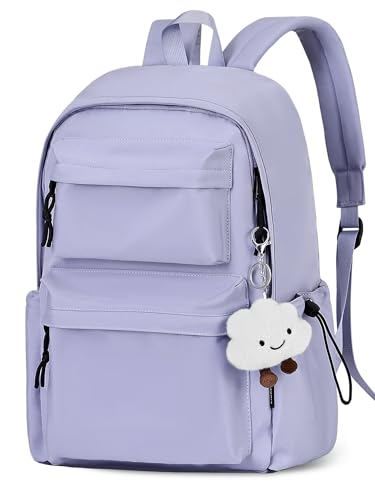 FIORETTO Backpack Womens School Bag Girls Boys, Lightweight Water-Resistant Fits 15.6” Laptop Large Capacity Rucksack with Anti-Theft Pocket, Ideal for School College Commuting Travel Purple