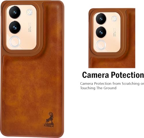 Image of AIBEX Shield Back Cover Case Compatible with Vivo V29e 5G Back Cover | Flexible Vegan Leather | Full Camera Protection | Raised Edges | Super Soft-Touch | Bumper Case