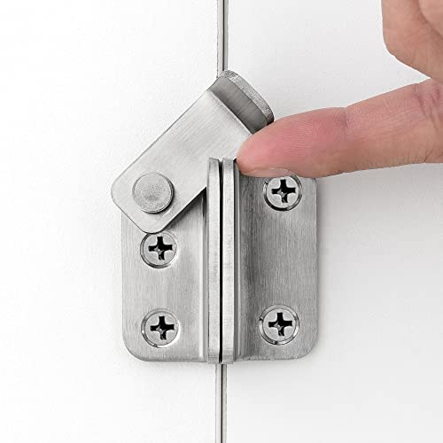 Iniret 2 Packs Flip Latches，2.36” X 2.12”Brushed Nickel Stainless Steel Thickened Heavy Duty Hasp Barn Gate Door Latch Door Lock,Sliding Door Antique Lock Wine Cabinet Closet Door Latches-Left Open #TOP2
