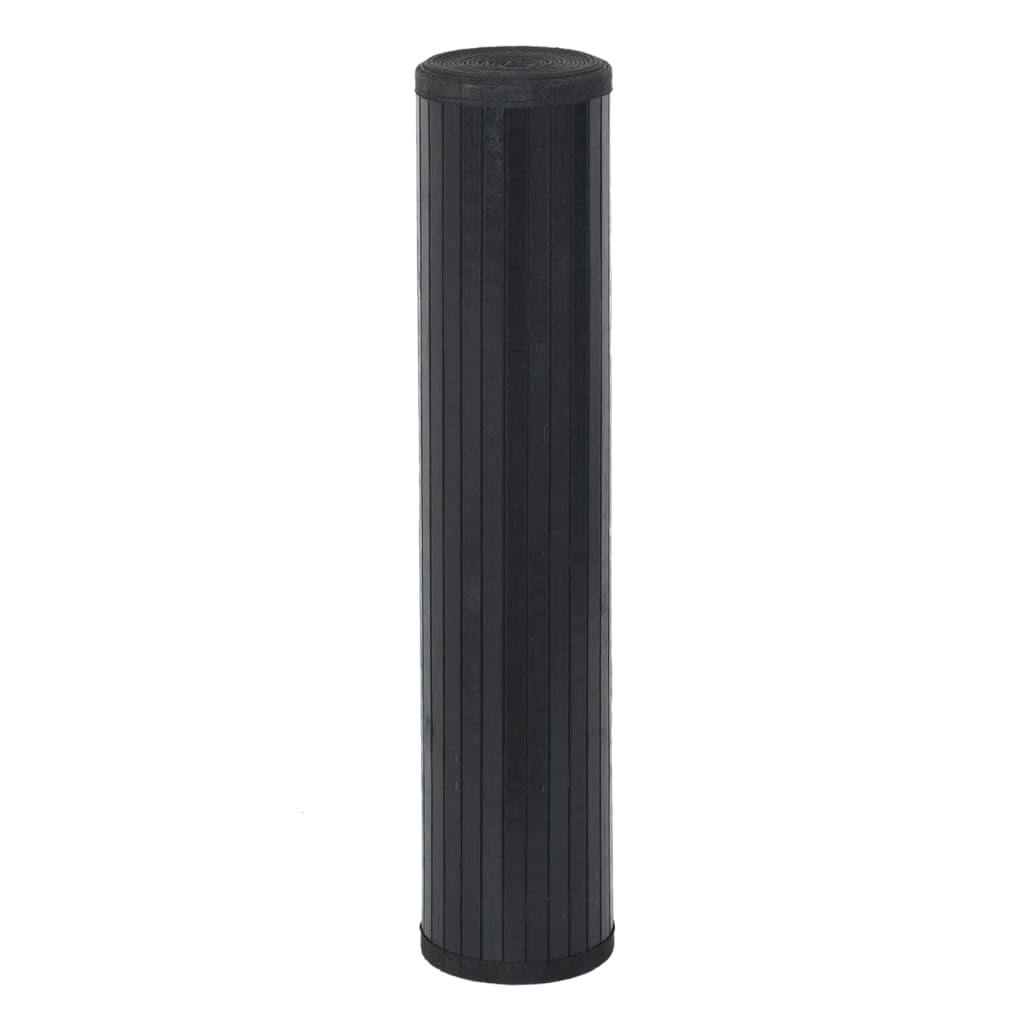 Alfombra rectangular negra 100 x 500 cm de bambú - Alfombra de bambú antideslizante - Alfombra de bambú para cocina y baño