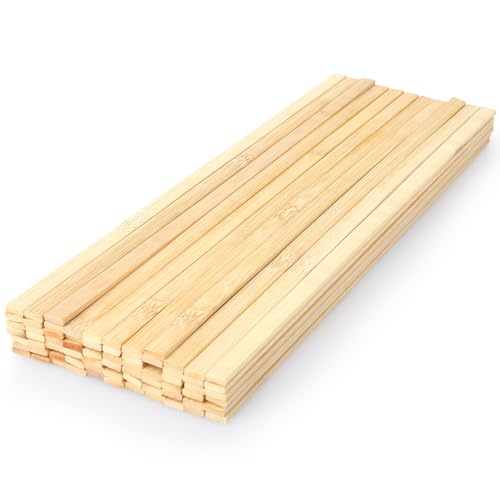 LeisuDay 70 Stück Holzstäbchen zum Basteln, Holzstäbe Eckig 30cm Lang, 9 x 3mm flache Holzleiste Holzlatte Holzspatel Bambusstäbe Bastelholz Stäbchen zum Modellbau DIY Handwerk