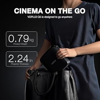 【Officially-Licensed APP & Native 1080P】Thinnest 2.24" Smart Mini Projector with WiFi and Bluetooth, Auto Focus & Keystone Portable Outdoor Projector, VOPLLS 4K Support Home Movie Projector