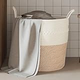 Genérico Cesta de almacenaje algodón marrón y Blanco Ø43x38 cm,Casa y jardín,Decoración,Cestas,358488