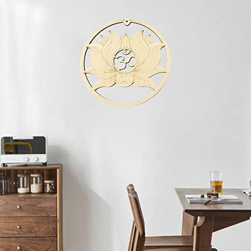 Angel&H Sacred Symbol Wood Wall Art, Yoga Meditation Wood Wall Sculpture, Hollow Wood Wall Sign, 12-inch Natural Log Wall Decoration